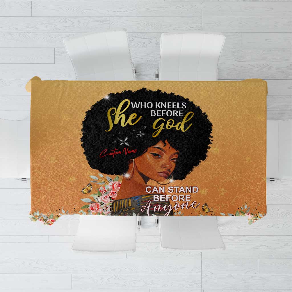 Personalized African Black Women Tablecloth She Who Kneels Before God