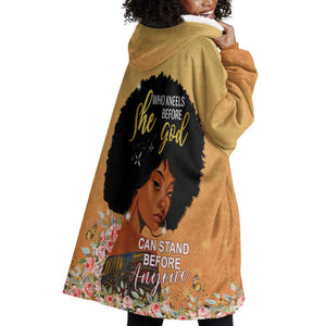 Personalized African Black Women Wearable Blanket Hoodie She Who Kneels Before God