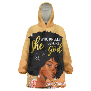 Personalized African Black Women Wearable Blanket Hoodie She Who Kneels Before God