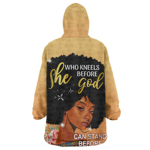 Personalized African Black Women Wearable Blanket Hoodie She Who Kneels Before God