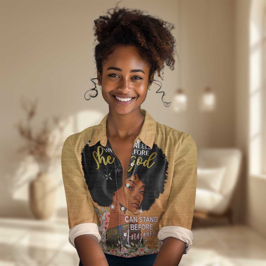 Personalized African Black Women Women Casual Shirt She Who Kneels Before God