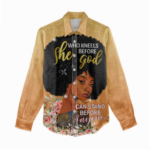 Personalized African Black Women Women Casual Shirt She Who Kneels Before God