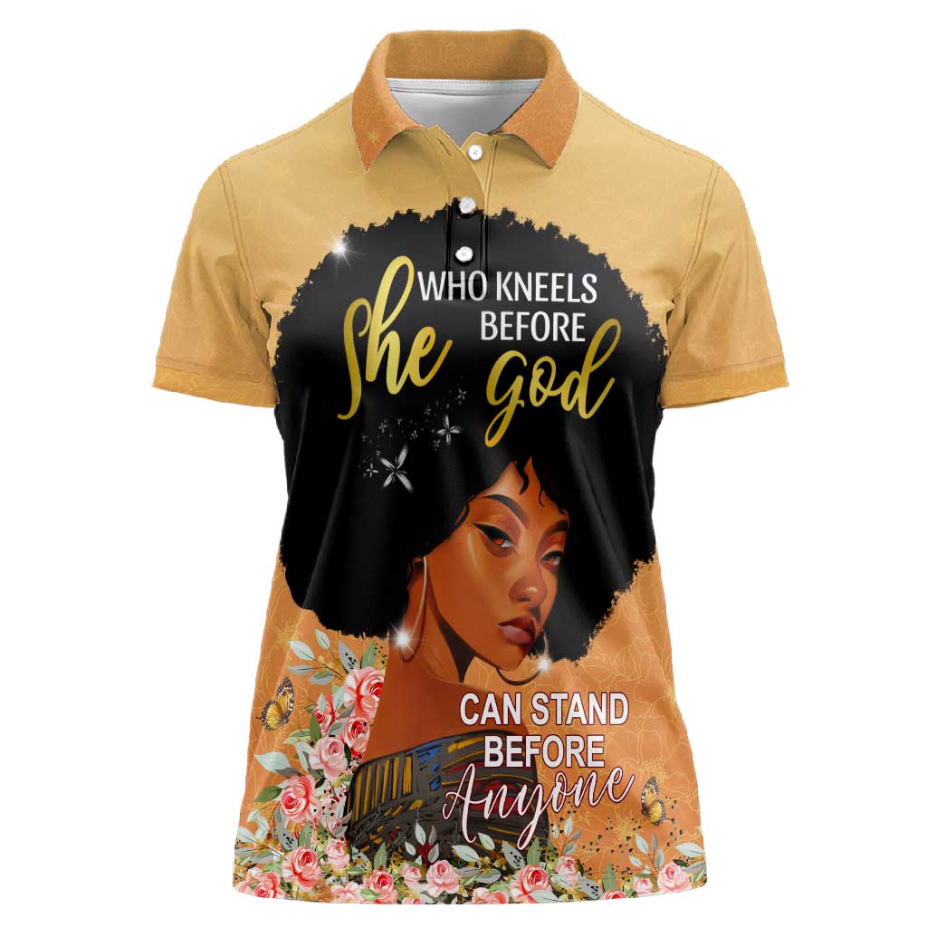 Personalized African Black Women Women Polo Shirt She Who Kneels Before God