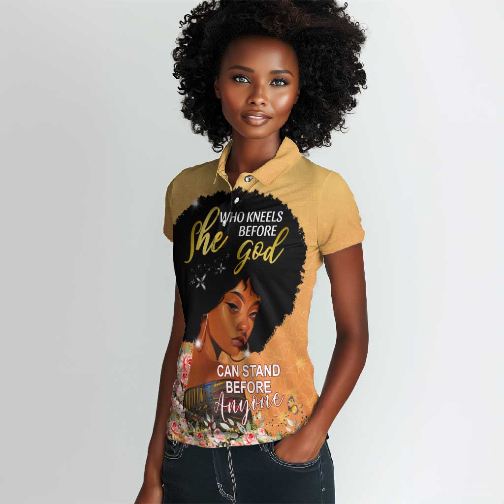 Personalized African Black Women Women Polo Shirt She Who Kneels Before God