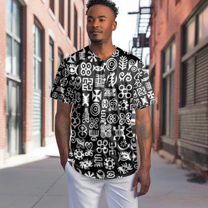 African Adinkra Baseball Jersey - Mixed Pattern Symbols