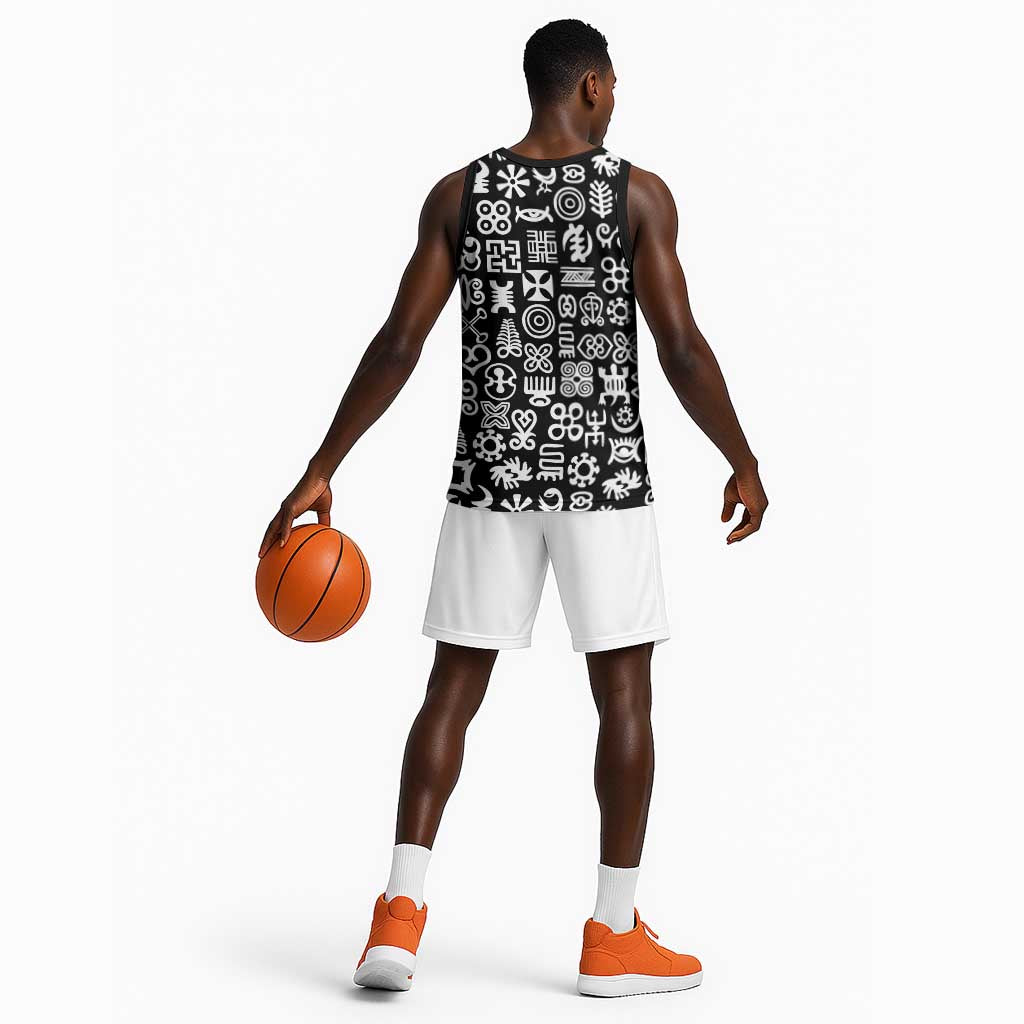 African Adinkra Basketball Jersey - Mixed Pattern Symbols DT02