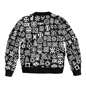 African Adinkra Bomber Jacket - Mixed Pattern Symbols