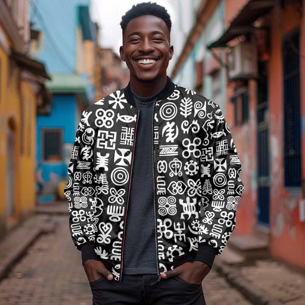 African Adinkra Bomber Jacket - Mixed Pattern Symbols