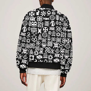 African Adinkra Bomber Jacket - Mixed Pattern Symbols