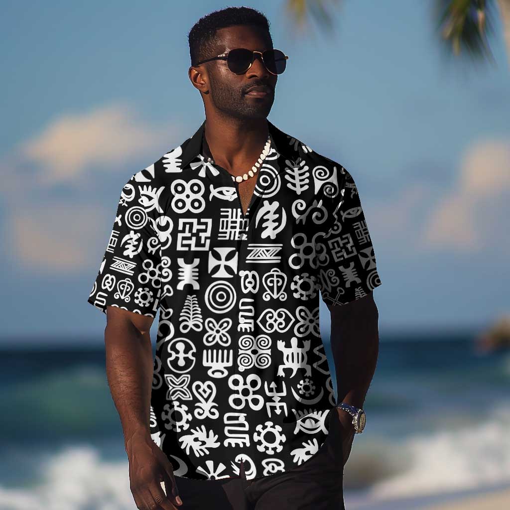 African Adinkra Hawaiian Shirt - Mixed Pattern Symbols