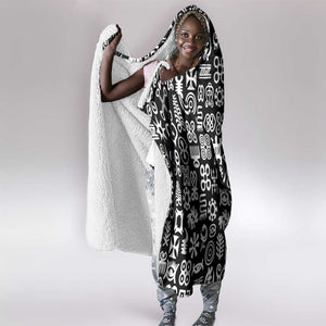 African Adinkra Hooded Blanket - Mixed Pattern Symbols