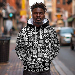 African Adinkra Hoodie - Mixed Pattern Symbols