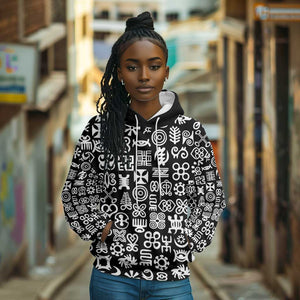 African Adinkra Hoodie - Mixed Pattern Symbols