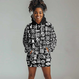 African Adinkra Hoodie Dress - Mixed Pattern Symbols