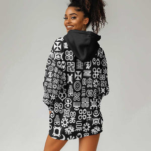 African Adinkra Hoodie Dress - Mixed Pattern Symbols