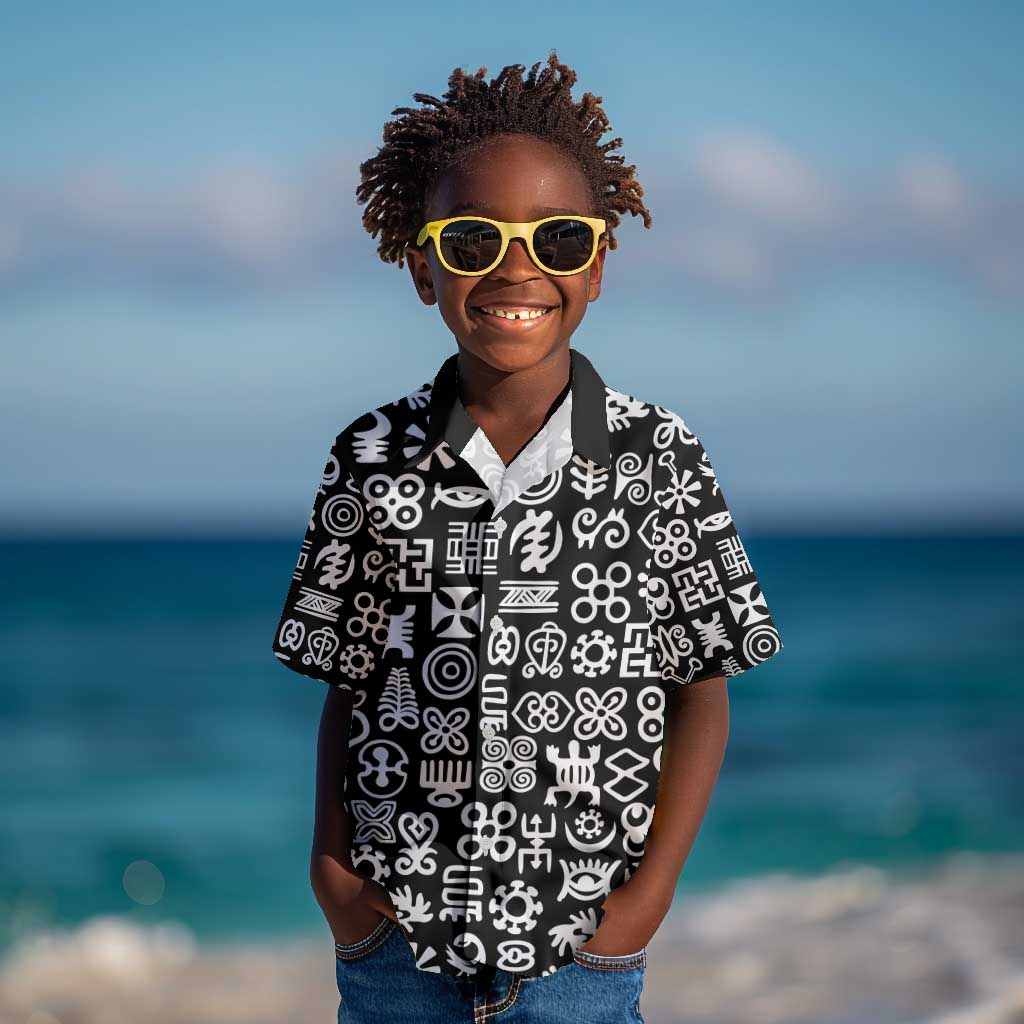 African Adinkra Kid Hawaiian Shirt - Mixed Pattern Symbols