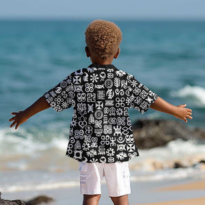 African Adinkra Kid Hawaiian Shirt - Mixed Pattern Symbols