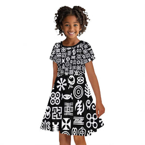 African Adinkra Kid Short Sleeve Dress - Mixed Pattern Symbols