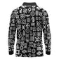 African Adinkra Long Sleeve Polo Shirt - Mixed Pattern Symbols