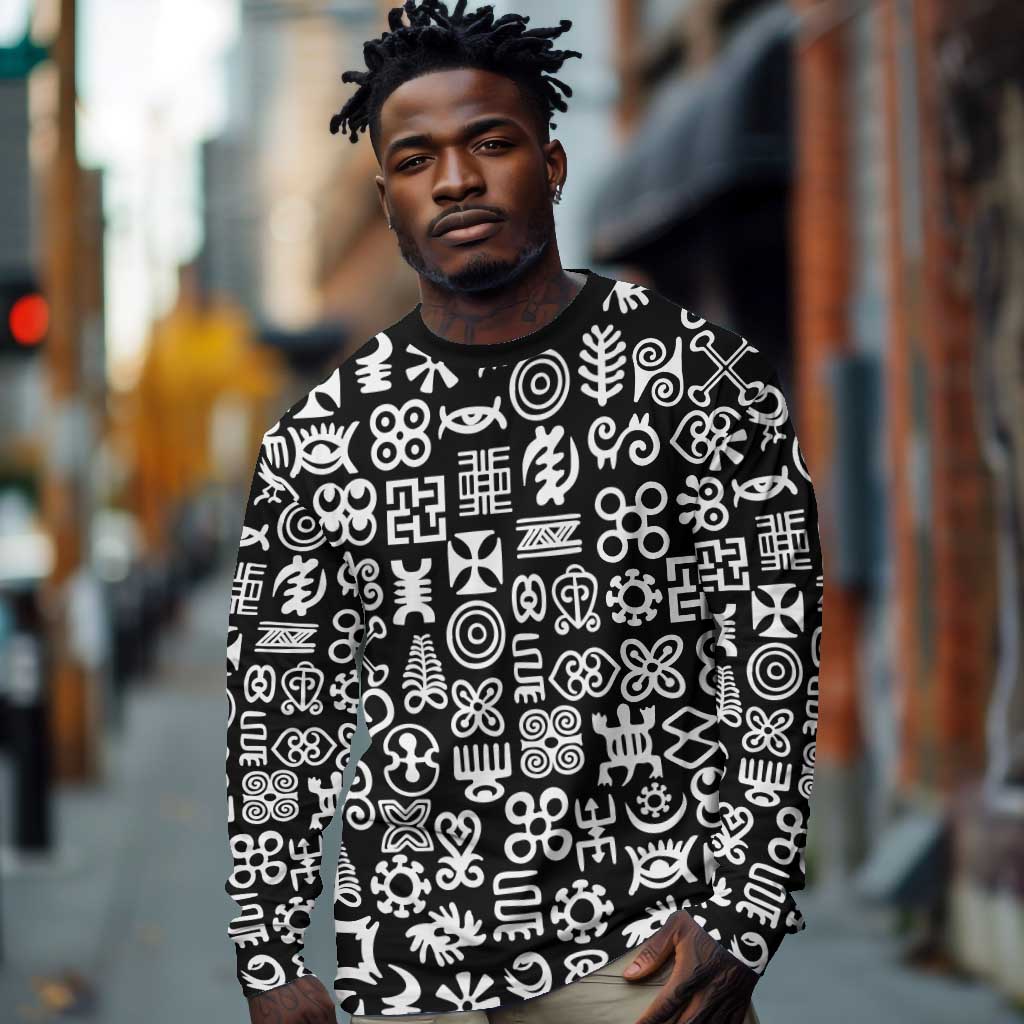 African Adinkra Long Sleeve Shirt - Mixed Pattern Symbols DT02