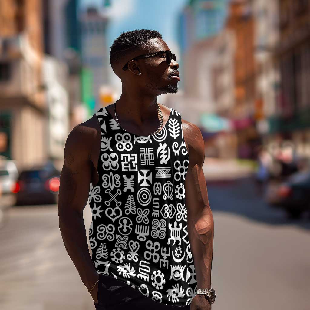 African Adinkra Men Tank Top - Mixed Pattern Symbols