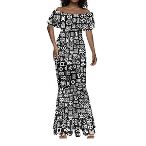 African Adinkra Mermaid Dress - Mixed Pattern Symbols