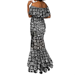 African Adinkra Mermaid Dress - Mixed Pattern Symbols