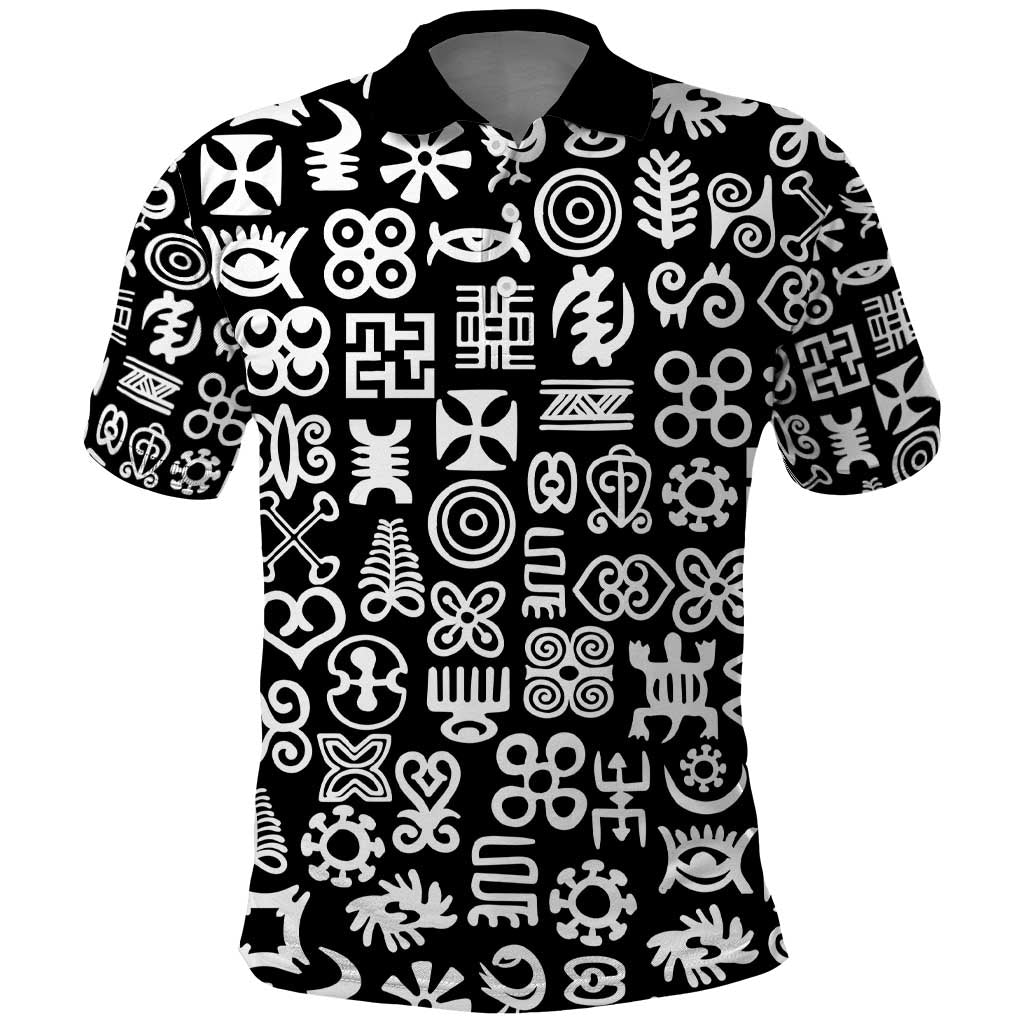 African Adinkra Polo Shirt - Mixed Pattern Symbols