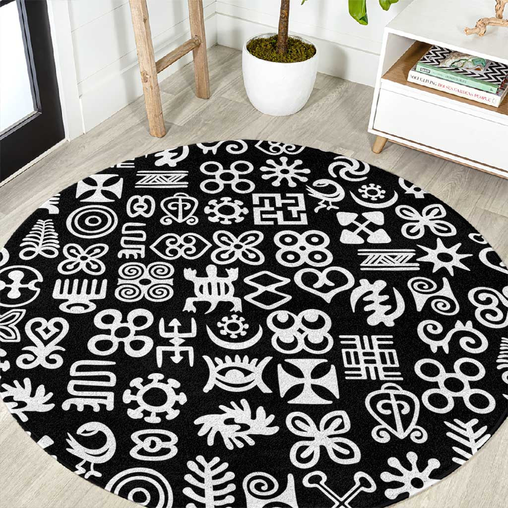 African Adinkra Round Carpet - Mixed Pattern Symbols