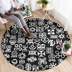 African Adinkra Round Carpet - Mixed Pattern Symbols