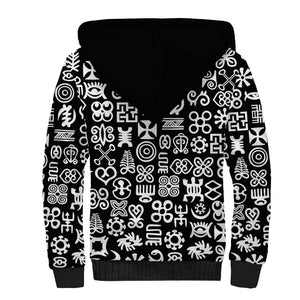 African Adinkra Sherpa Hoodie - Mixed Pattern Symbols