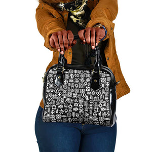 African Adinkra Shoulder Handbag - Mixed Pattern Symbols