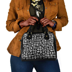 African Adinkra Shoulder Handbag - Mixed Pattern Symbols