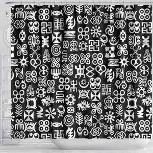 African Adinkra Shower Curtain - Mixed Pattern Symbols