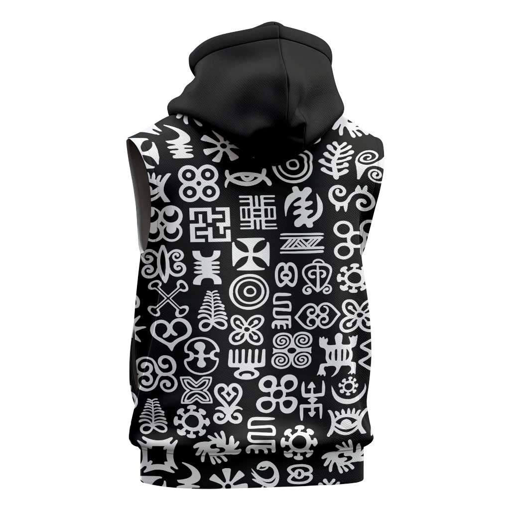 African Adinkra Sleeveless Zip Hoodie - Mixed Pattern Symbols - African Pride