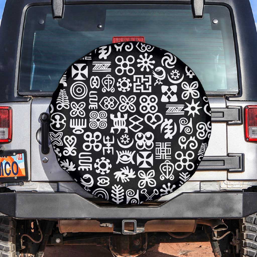 African Adinkra Spare Tire Cover - Mixed Pattern Symbols