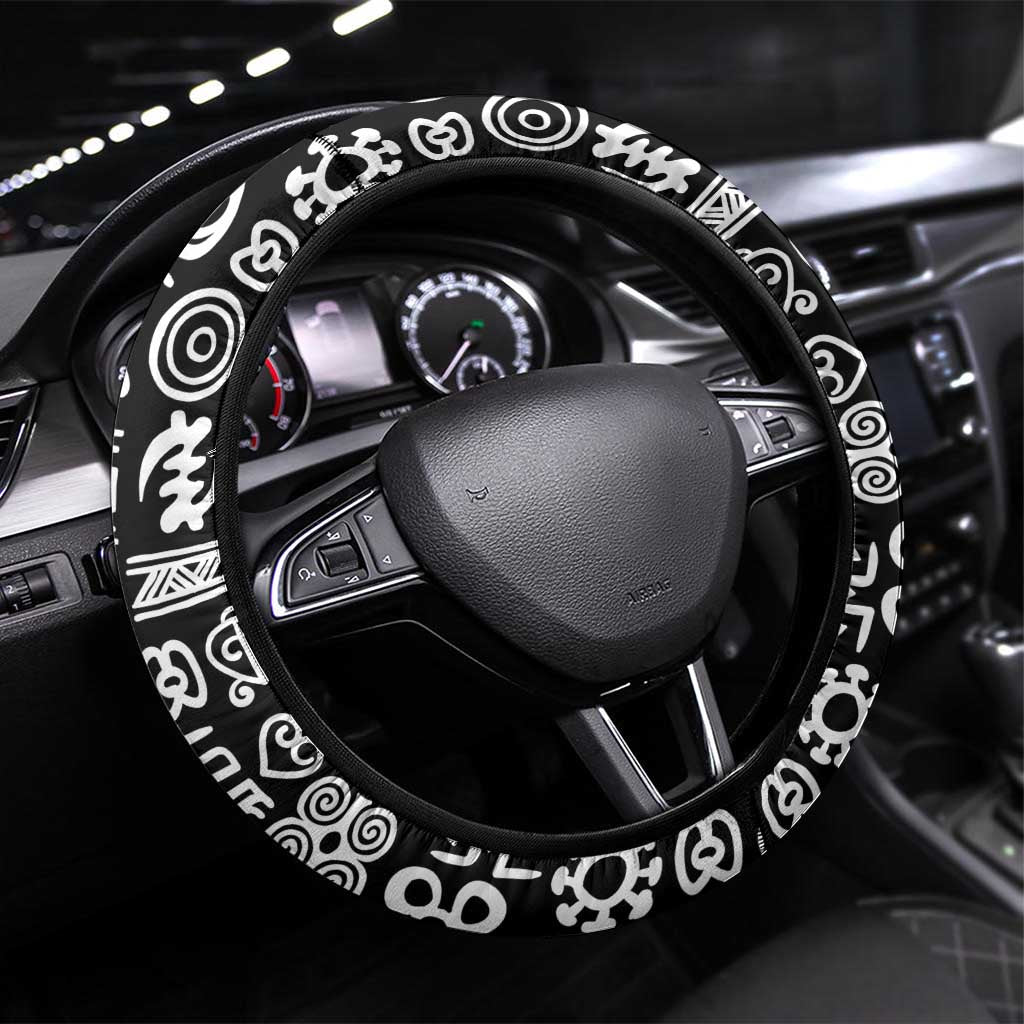 African Adinkra Steering Wheel Cover - Mixed Pattern Symbols