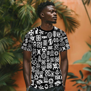 African Adinkra T shirt - Mixed Pattern Symbols