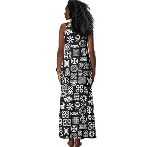 African Adinkra Tank Maxi Dress - Mixed Pattern Symbols