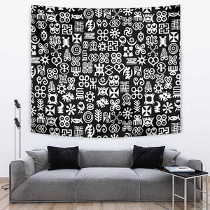 African Adinkra Tapestry - Mixed Pattern Symbols