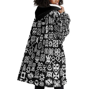 African Adinkra Wearable Blanket Hoodie - Mixed Pattern Symbols