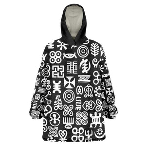 African Adinkra Wearable Blanket Hoodie - Mixed Pattern Symbols