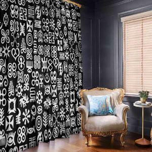 African Adinkra Window Curtain - Mixed Pattern Symbols