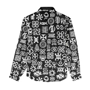 African Adinkra Women Casual Shirt - Mixed Pattern Symbols