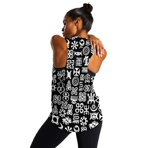 African Adinkra Women Racerback Tank - Mixed Pattern Symbols