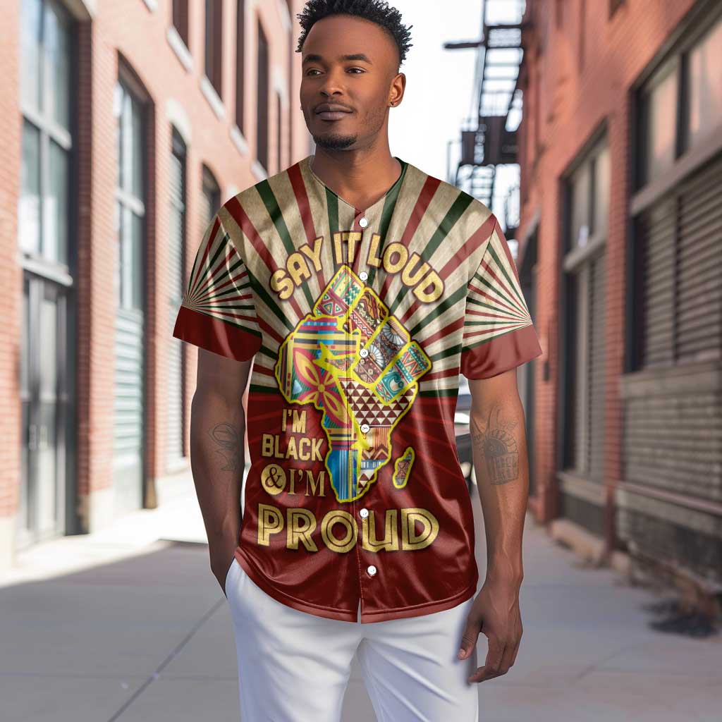 Proud African Baseball Jersey - Hand Up Africa Map Art