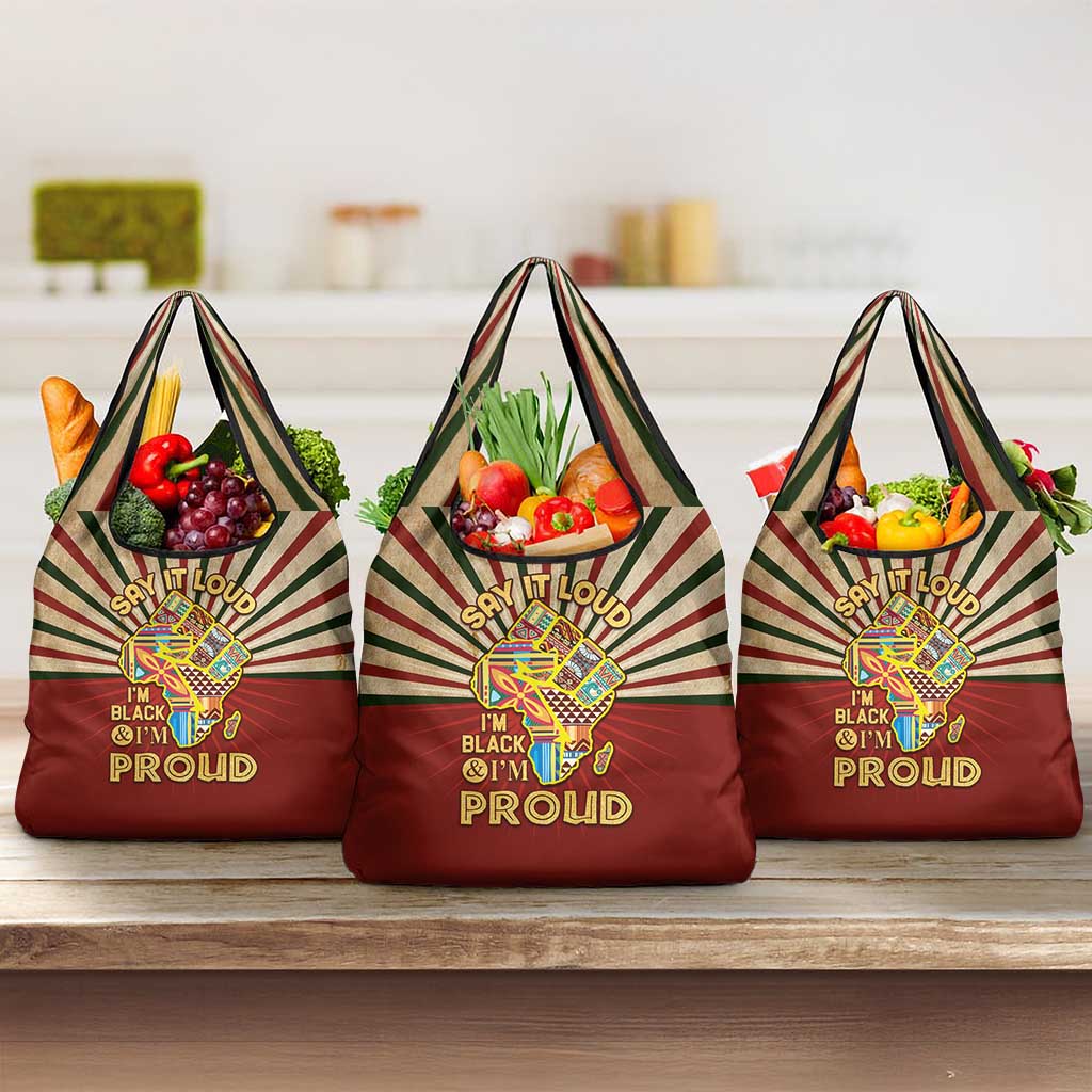 Proud African Grocery Bag - Hand Up Africa Map Art