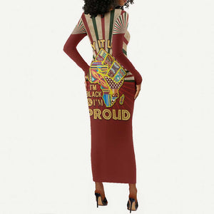 Proud African Long Sleeve Bodycon Dress - Hand Up Africa Map Art