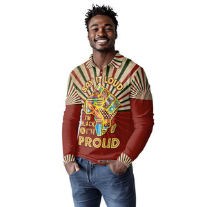 Proud African Long Sleeve Polo Shirt - Hand Up Africa Map Art