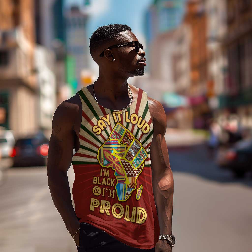 Proud African Men Tank Top - Hand Up Africa Map Art